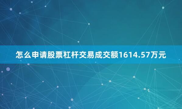 怎么申请股票杠杆交易成交额1614.57万元